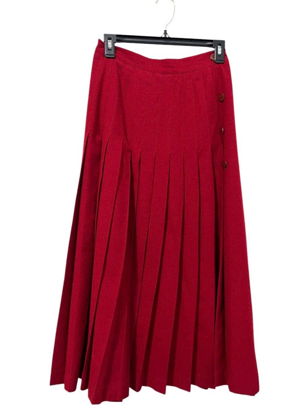 Vintage 100% Wool Long Red Pleated Women’s Skirt - Made in Vancouver B.C.